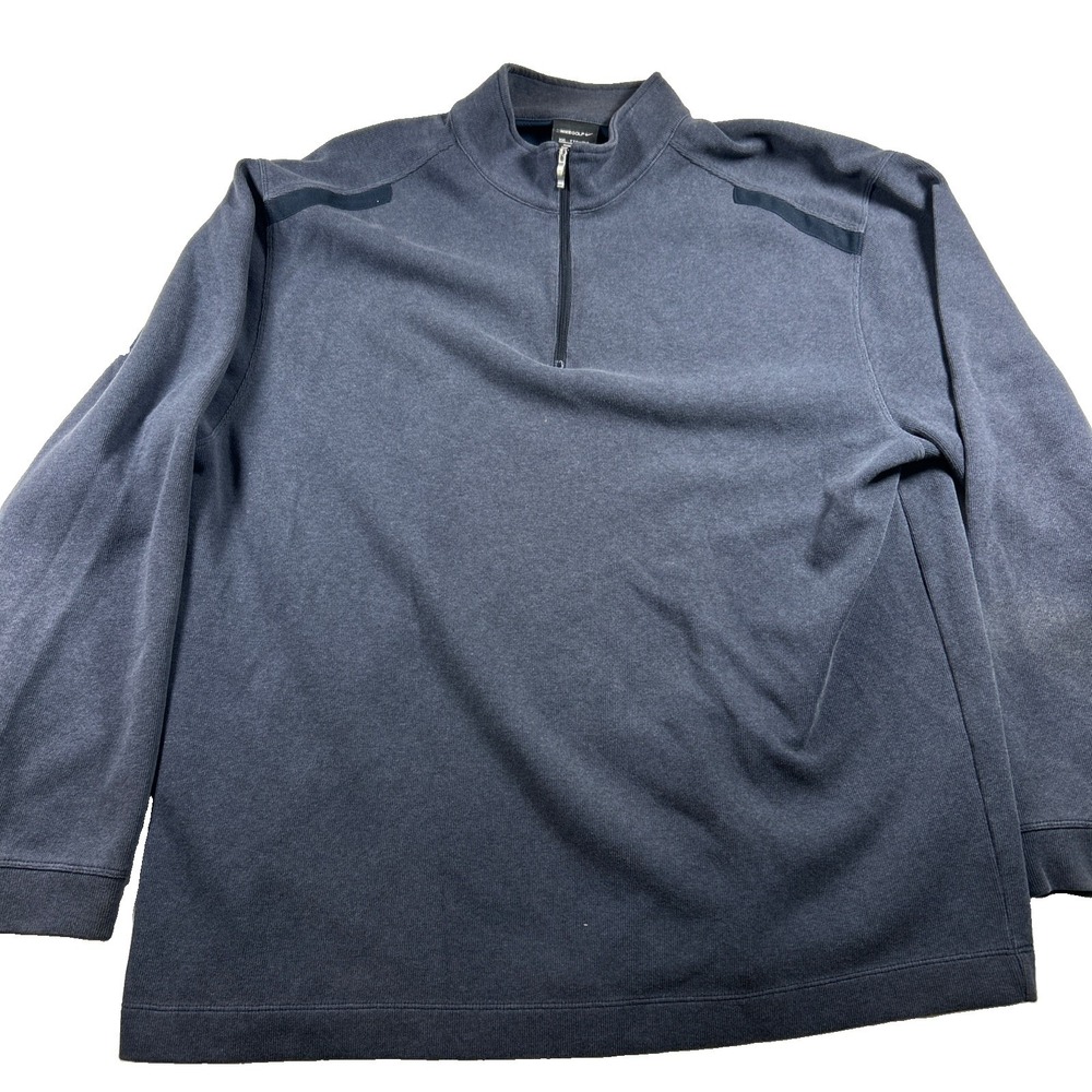 Nike Golf Pullover Mens XXL Blue Mock Neck Dri-FIT 1/4 Zip Long Sleeve Top